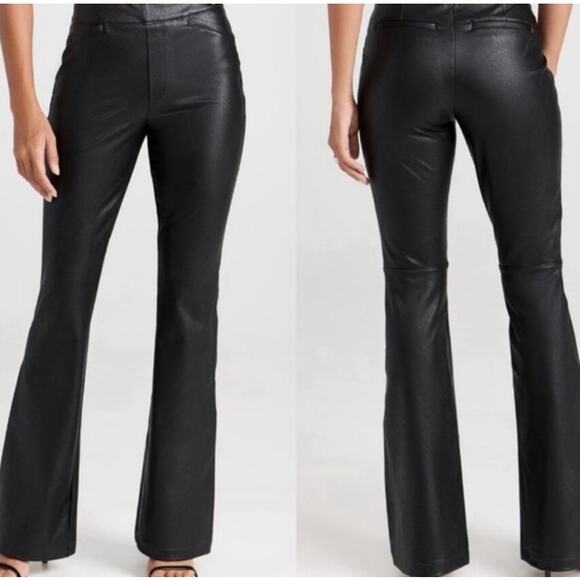 Spanx Leather Like Flare Pants NEW Luxe Black Size Small Womens Bikercore Moto - Picture 1 of 13